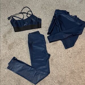 Noli Yoga liquid 3 piece Stylish Navy Blue Activewear Set